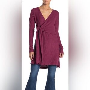 Free People Purple Fall For You Wrap Tunic Dress S